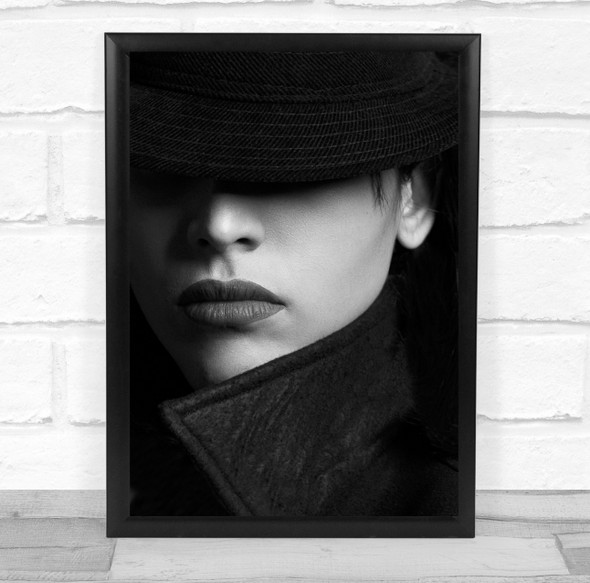 Anonymous Face Model Woman Black & White Dark Low Key Low-Key Lips Mouth Print