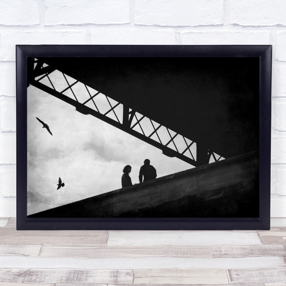 Birds Couple Romance Love Romantic Black & White Relationship Duo Bridge Print