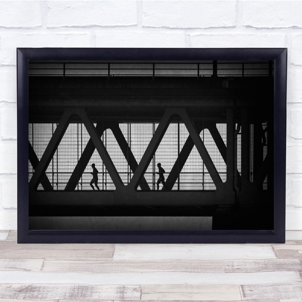 Black & White Bridge Jogger Cage Steel Cold Germany Running Architecture Print