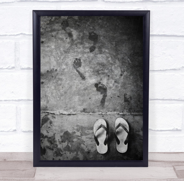 Floor Ground Shoe Shoes Footprints Feet Foot Concrete Black & White Path Print