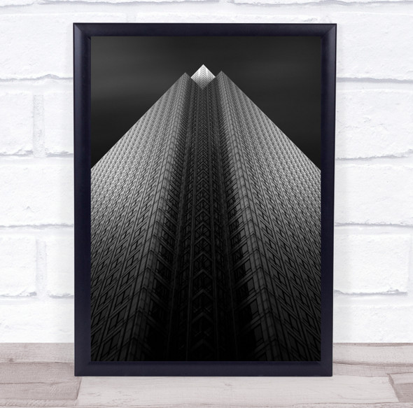 Mirrored Architecture Tower Black & White Windows Pattern Abstract Urban Print