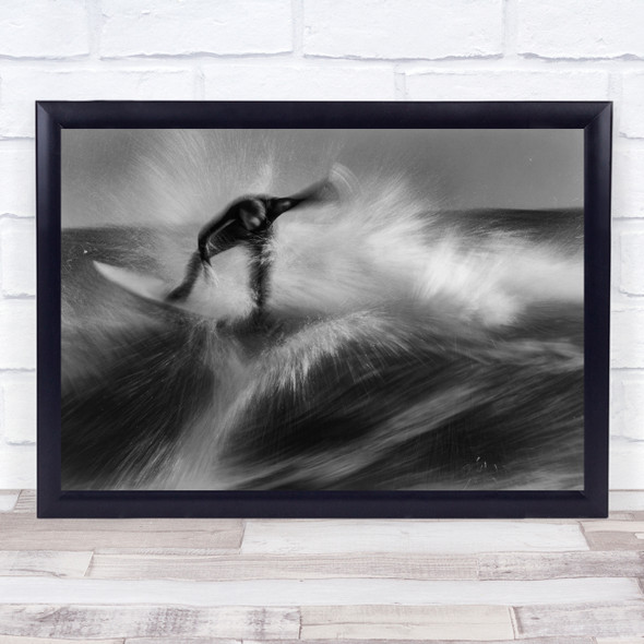 Surfer Surfing Surf Black & White Action Water Sport Sports Board Splash Print