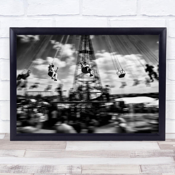 Swing Fun Black & White Funny Attraction Speed Motion People Blurry Spin Print