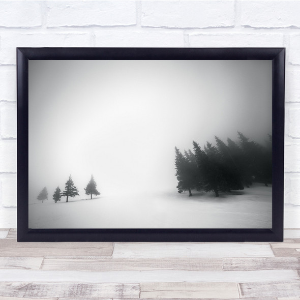 Trees Landscape Fog Mist Haze Black & White High Key High-Key Winter Fir Print