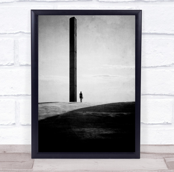 Turning Time Around large pole structure person standing black and white Print