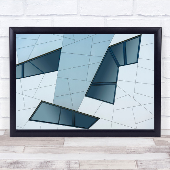 Abstract Lines Architecture Facade Graphic Shapes Geometry Blue Wall Art Print