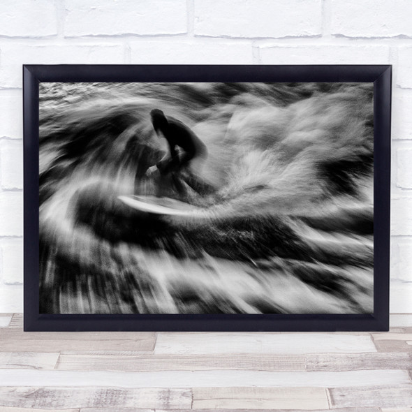 Action Surfer Surfing Dark Low Key Low-Key Surf Board Surfboard Wall Art Print