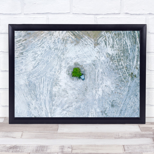 Aerial Landscape Grave Lonely Tree Above The Last And Trash Can Wall Art Print