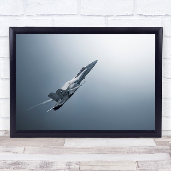 Air show Plane Grey Clouds Fighter Aircraft Military Action Sky Wall Art Print