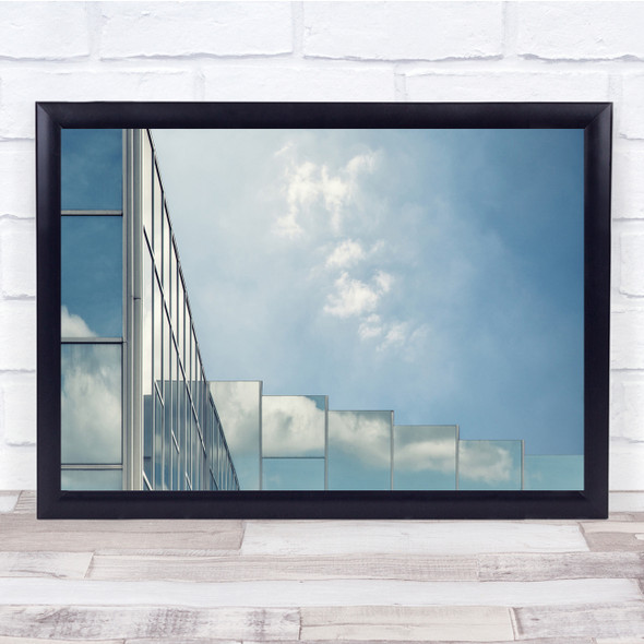 Architecture Facade Glass Wall Abstract Sky Cloud Clouds Heaven Wall Art Print