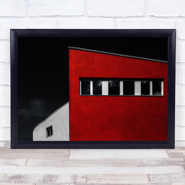 Architecture Wall Abstract Modern Minimalism Red Facade Windows Wall Art Print