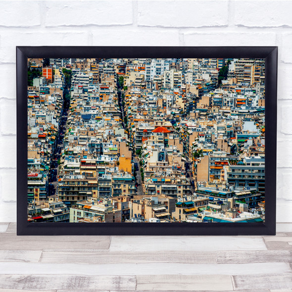 Athens Urban Greece Rooftops Cityscape City House Houses Aerial Wall Art Print