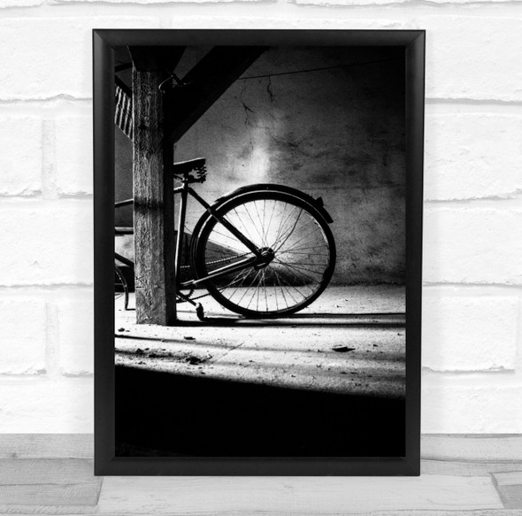 Bicycle Hungary Black & White Bike Wheel Dark Low Key Forgotten Wall Art Print
