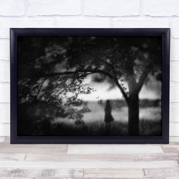 Black and white Mood Alone Woman Tree Please Come To Pick Me Up Wall Art Print