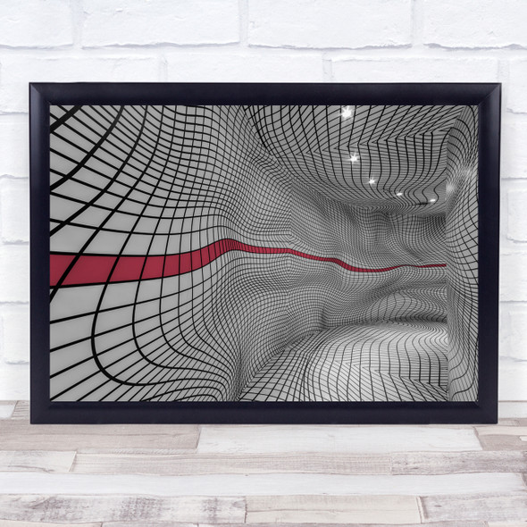 Black White Red Wall Indoor Lights Abstract Art Follow The Line Wall Art Print