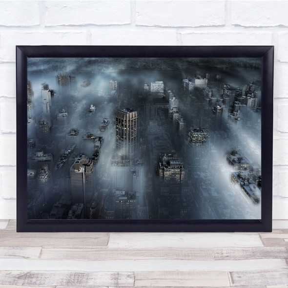 City Cityscape Clouds New York NYC America United States Us USA Wall Art Print