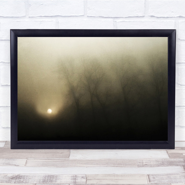 Dawn Fog Sun Trees Autumn Grain Grainy Painterly Mist Haze Fall Wall Art Print