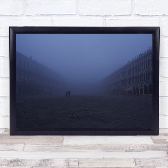 Foggy Fog Mist Haze Venice Italy Square Piazza San Marco Street Wall Art Print