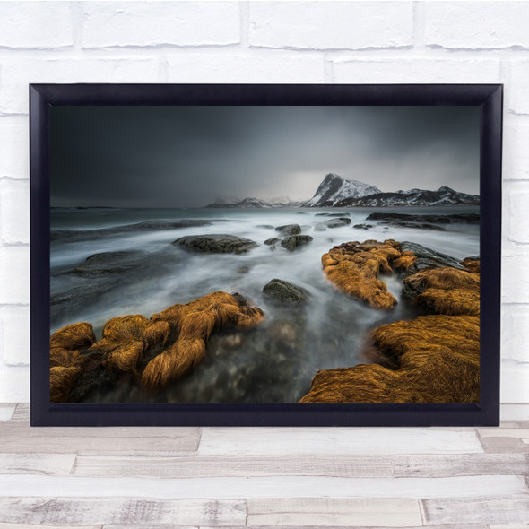 Landscape Seascape Mountain Coast Coastal Seaweed Long Exposure Wall Art Print