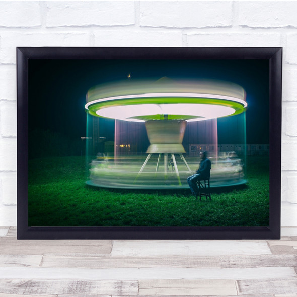 Motion Speed Night Person Chair Sitting Long Exposure Spin Turn Wall Art Print