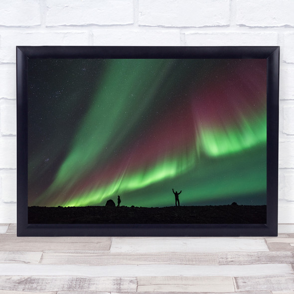 Night Sky Aurora Stars Borealis Northern Lights Astronomy Green Wall Art Print