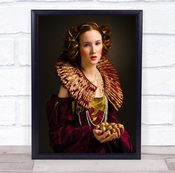 Old Woman Vintage History Historical Collar Dress Hair Necklace Wall Art Print