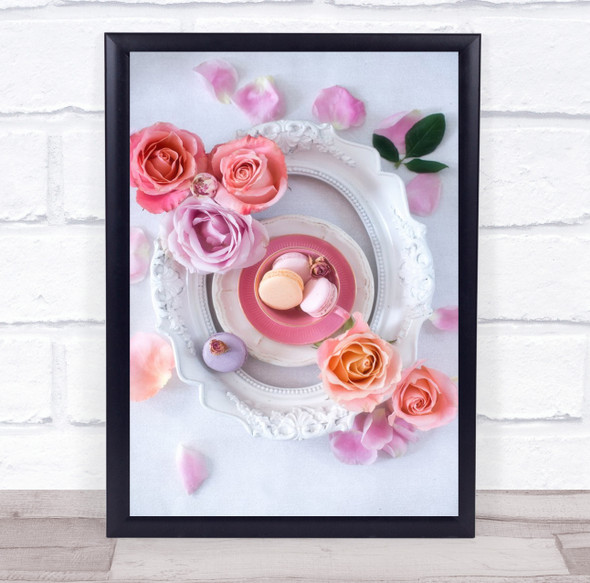 Pastel Colour Colors Rose Roses Flower Plate Macaron Pink Still Wall Art Print