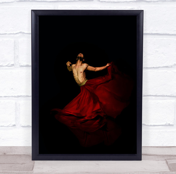 Performance Skirt Dance Dancer Dancing Man Dark Low Key Low-Key Wall Art Print