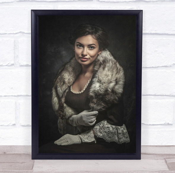 Portrait woman Fine Art Painting Zoya From The Ukraine fur coat Wall Art Print