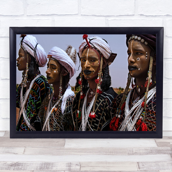 Posing Before Going To Dance The Gerewol Festival African tribe Wall Art Print