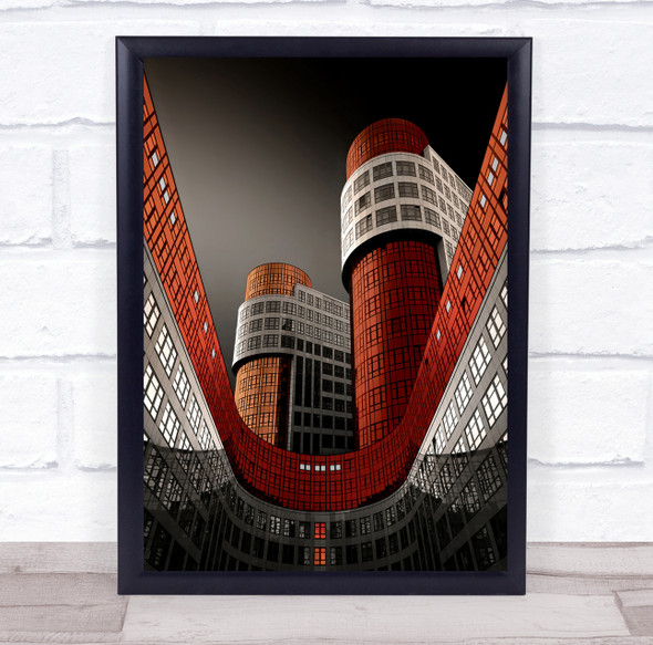 Red Architecture Geometry Shapes Creative Edit Selective Colour Wall Art Print