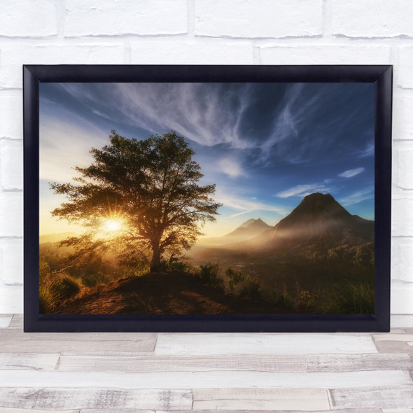 Sky Indonesia Mountain Landscape Hill Volcano Kintamani Pinggan Wall Art Print