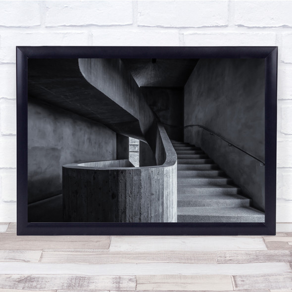 Stairs Staircase Stairwell Stairway Concrete Steps Architecture Wall Art Print