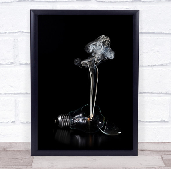 Still Life Stillness Smoke Bulb Glass Black Broken Concept Lady Wall Art Print