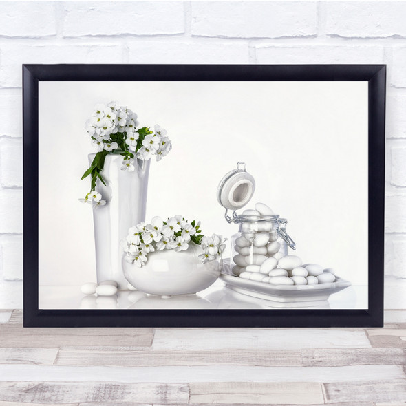 White Flowers Porcelain Italy High Key High-Key Still Life Vase Wall Art Print