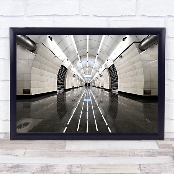 Abstract City Metro Town Transport Station Train SuBlack & Whiteay Tube Print