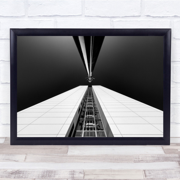 Architecture Perspective Black & White Lift Elevator Tall High Up Lines Print