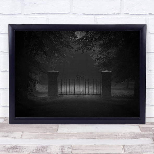 Gate Fence Gateway Black & White Atmosphere Architecture Park Courtyard Print