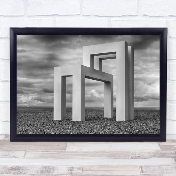 Monument Concrete Geometry Simple Simplicity Black & White Ground Beach Print