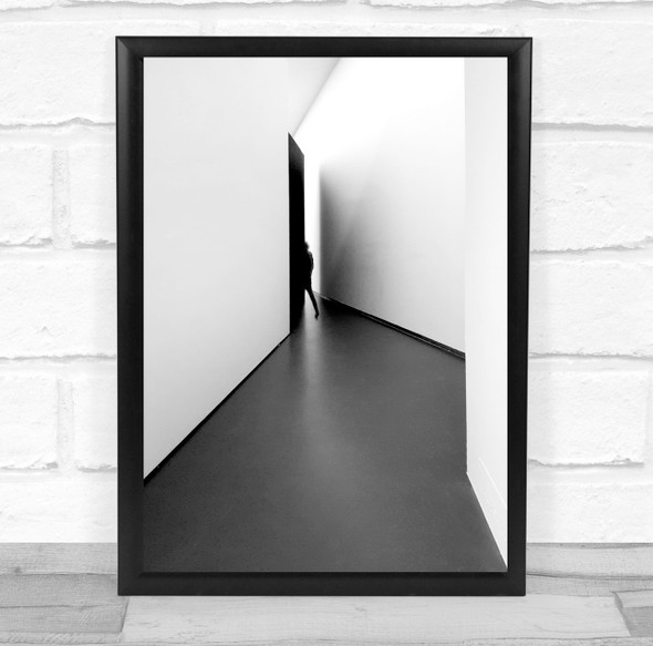 Museum Contrast Black & White Black And White Anonymous Person Corridor Print