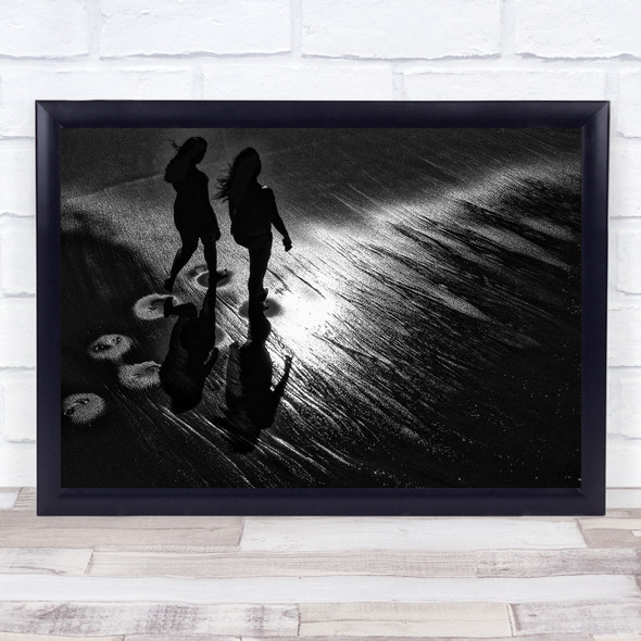 People Black & White Walk Walking Beach Tracks Prints Footprints Shadow Print