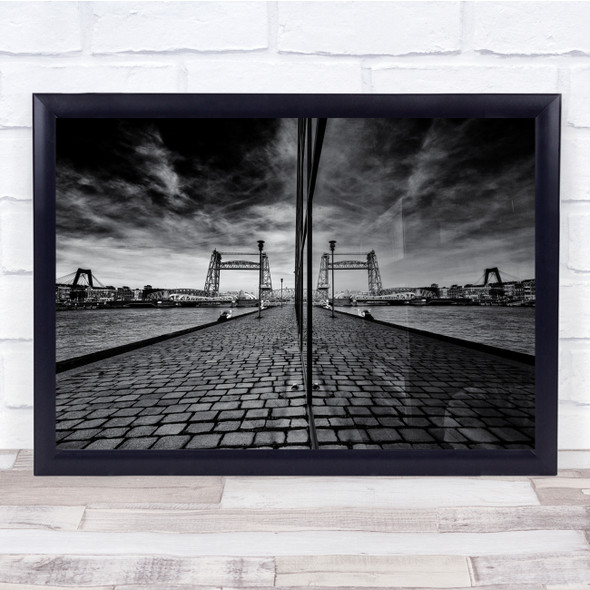 Rotterdam Bridges Reliction Cityscape black and white Urban symmetrical Print