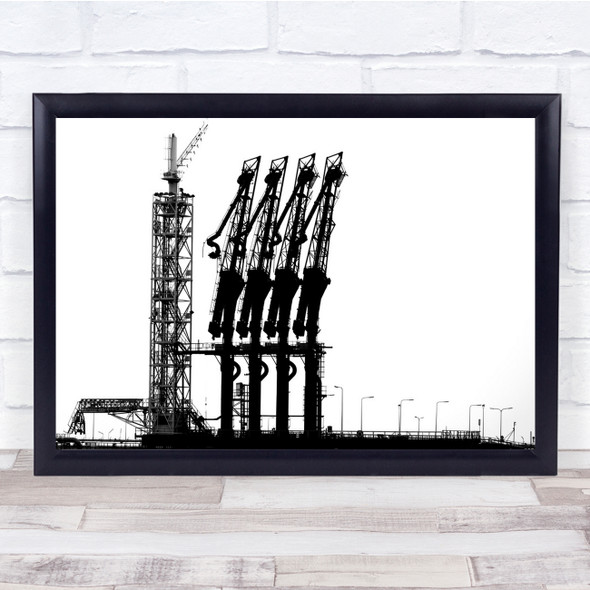 Rotterdam Harbour Germany Black & White Architecture Harbour Docks Pier Print