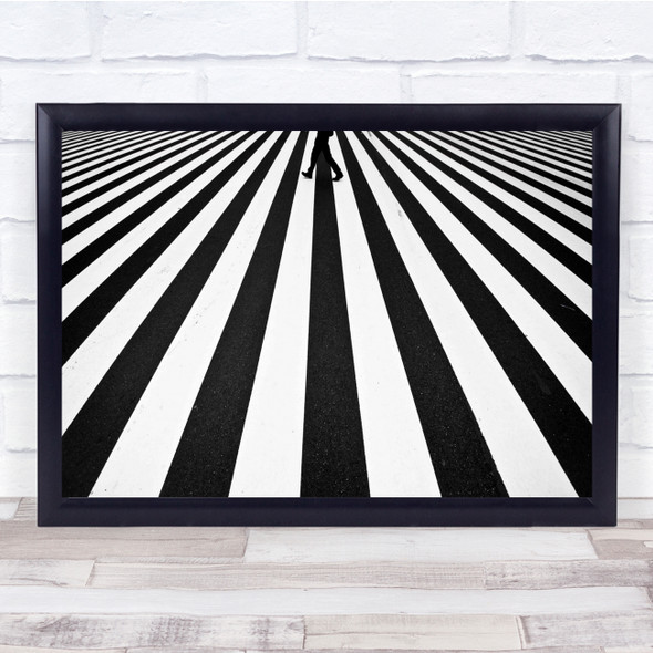 Stripes Perspective Zebra Crosswalk Crossing Walk Walking Black & White Print