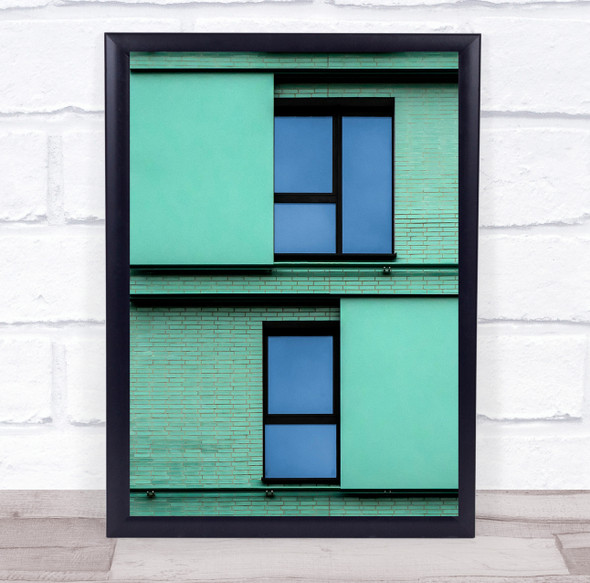Abstract Architecture Green Window Shapes Geometry Wall Facade Wall Art Print