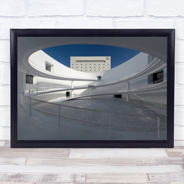 Architecture Building Ramp Circular Elliptical Yard White Blue Wall Art Print