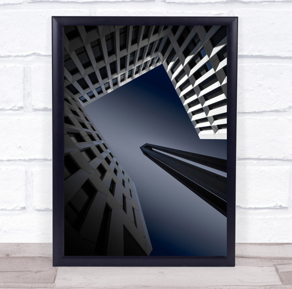 Architecture Perspective Pov Modern Building Office Sky Square Wall Art Print