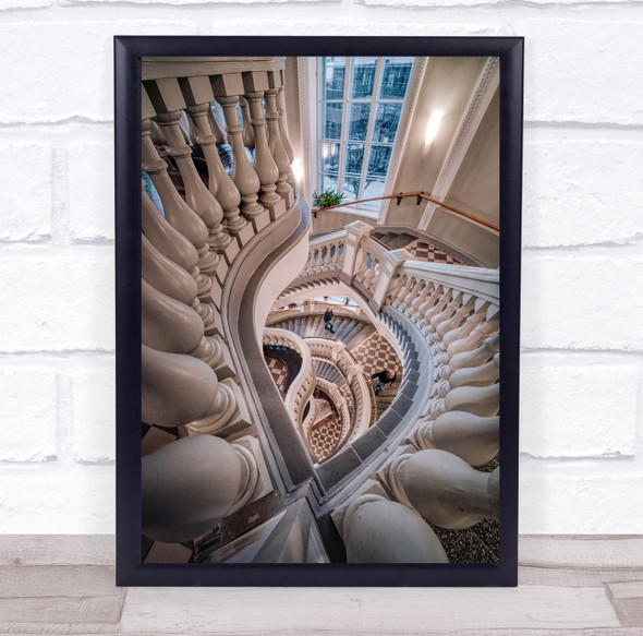 Architecture Staircase Stairway Stairs Stair Old Person People Wall Art Print