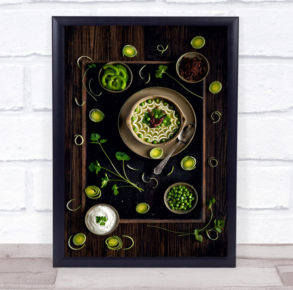 Bacon Bowl Brown Cream Food Fresh Green Healthy Herb Leek Meal Wall Art Print