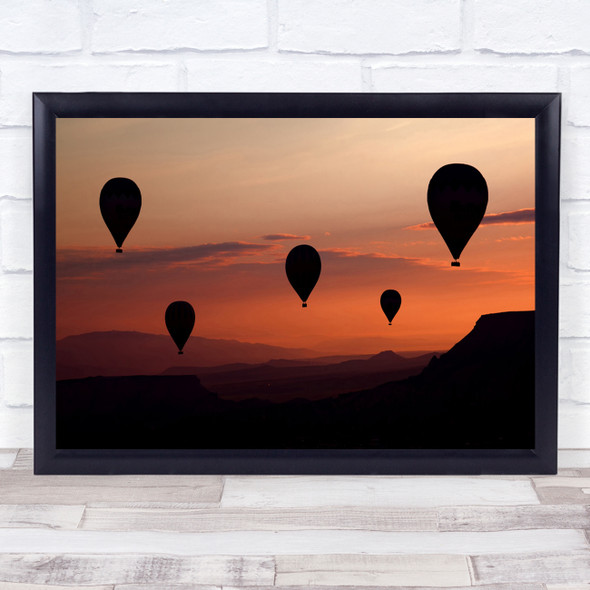Balloon Hot Air Balloons Graphic Red Gravity Flight Fly Flying Wall Art Print